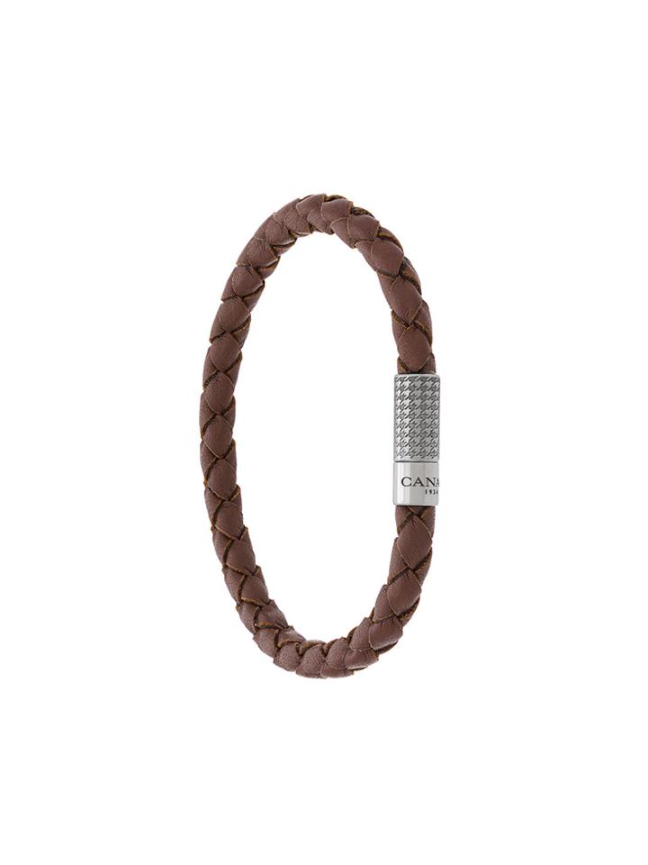 Canali Logo Plaque Woven Bracelet - Brown