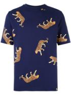 Ps By Paul Smith Cheetah Print T-shirt, Men's, Size: Xl, Blue, Cotton