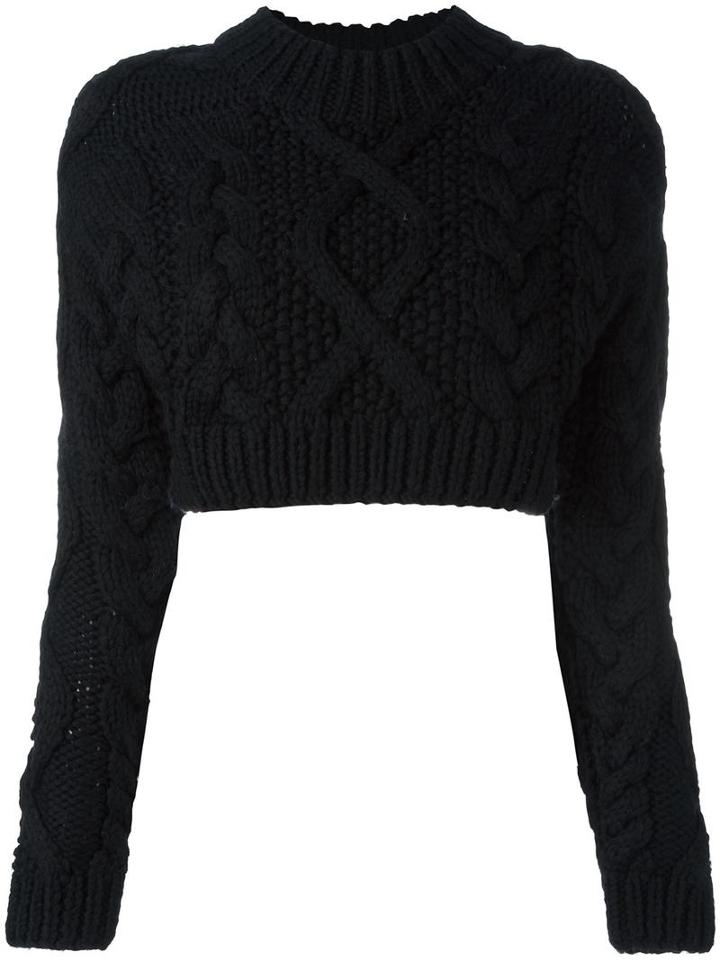 Dkny Backless Cropped Jumper, Women's, Size: Small, Black, Merino