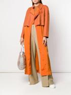 Agnona Contrast Panel Midi Coat - Orange