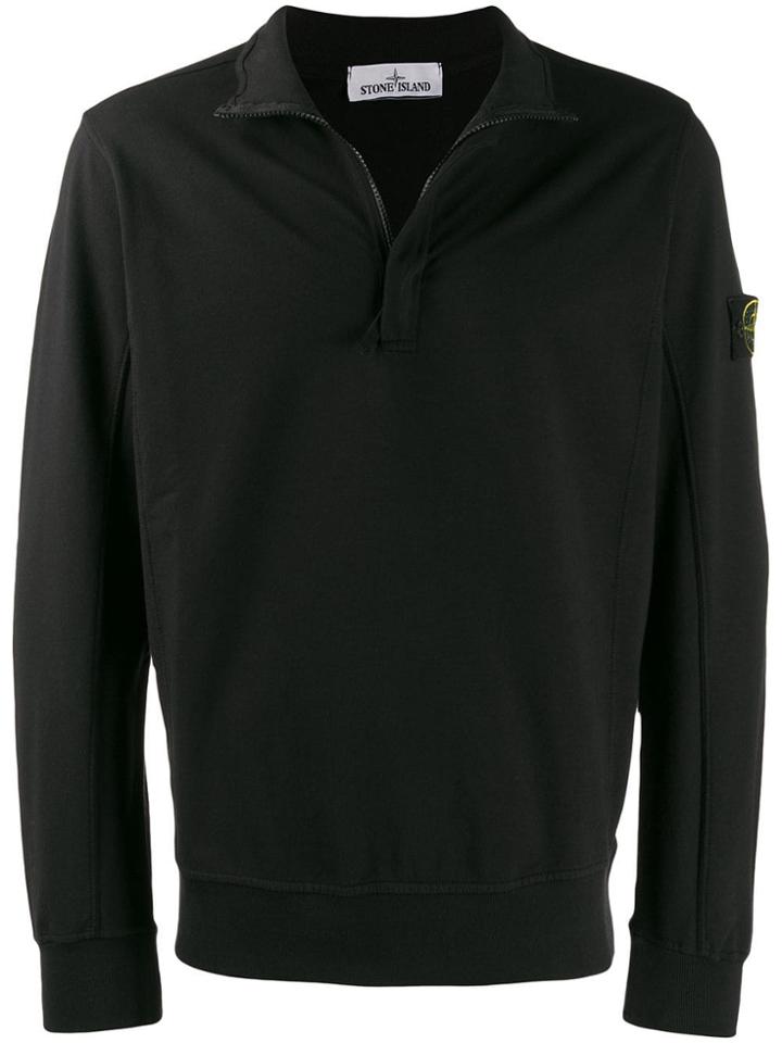 Stone Island Zip Up Sweatshirt - Black