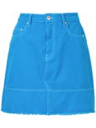 Msgm Frayed Denim Skirt - Blue