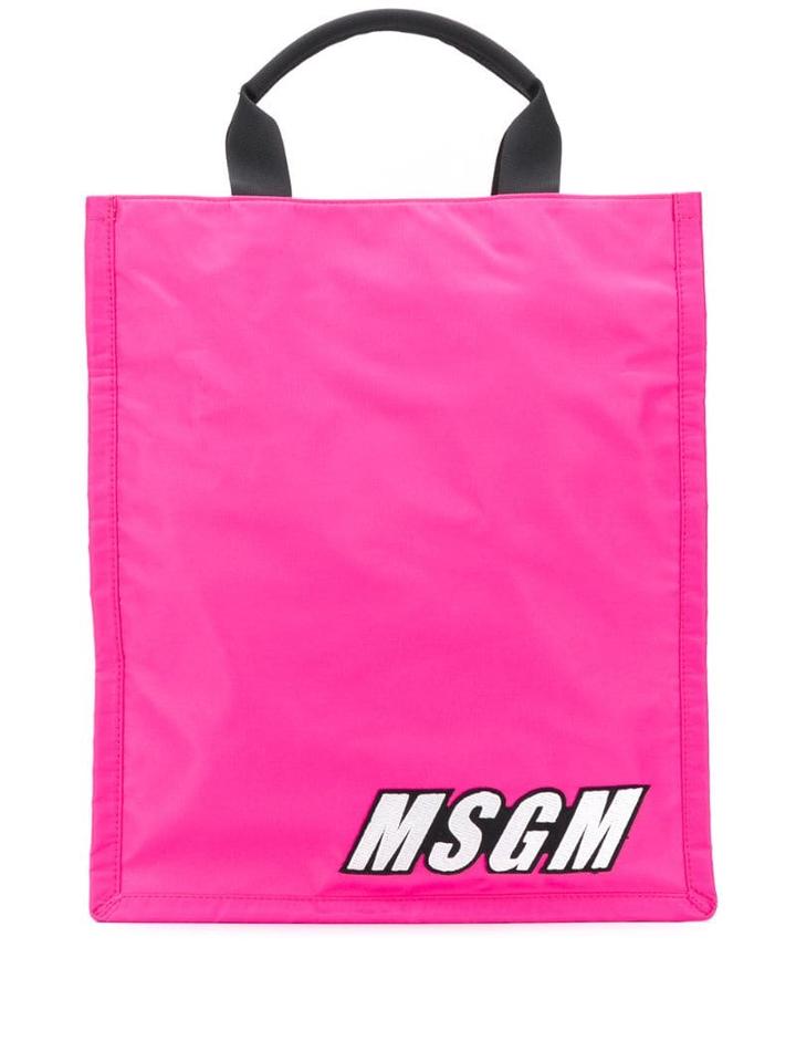 Msgm Large Logo Tote - Pink