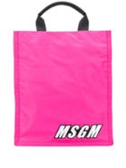 Msgm Large Logo Tote - Pink