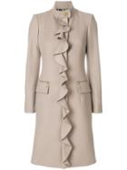 Just Cavalli Ruffle Trim Coat - Brown