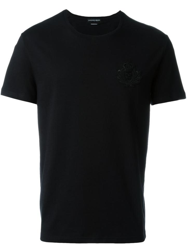 Alexander Mcqueen Crown Skull T-shirt, Men's, Size: L, Black, Cotton/polyester/metallic Fibre