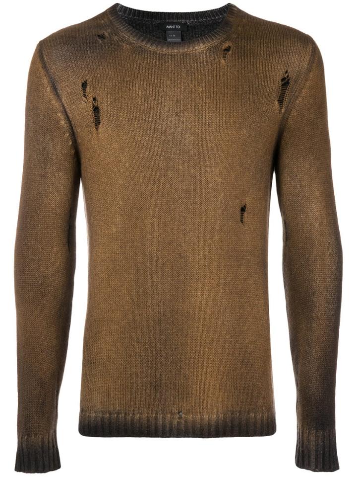 Avant Toi Metallic Crew Neck Sweater - Brown