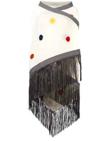 Babjades Embroidered Fringed Wide Scarf, Women's, Nude/neutrals, Leather/cashmere