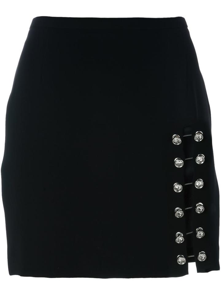 Versus Studded Detail Fitted Skirt, Women's, Size: 42, Black, Polyester/viscose/spandex/elastane/polyamide