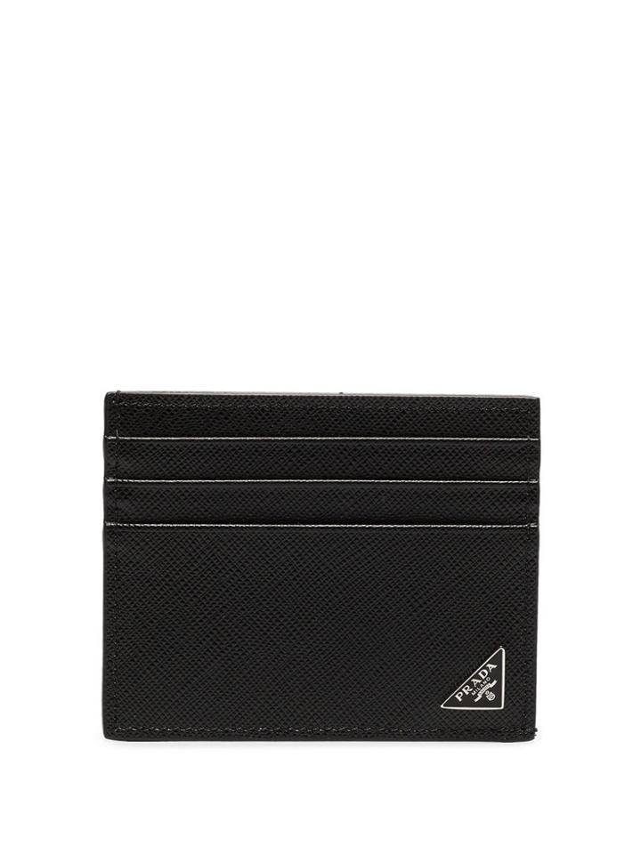 Prada Black Logo Plaque Leather Cardholder