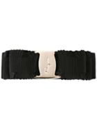 Salvatore Ferragamo Logo Embossed Bow Hair Clip, Women's, Black, Cotton/rayon/plastic/brass