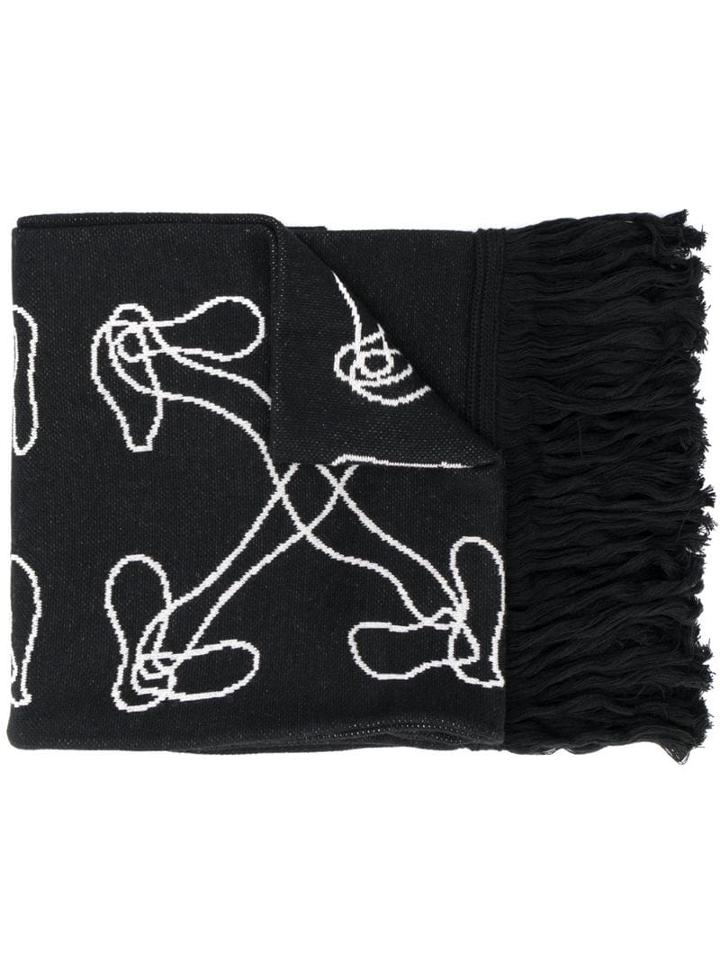 Off-white Abstract Arrow Knit Scarf - Black