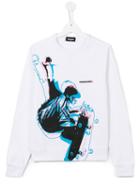 Skater Print Sweatshirt, Boy's, Size: 14 Yrs, White, Dsquared2 Kids