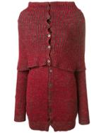 Yohji Yamamoto Vintage Ribbed High Neck Cardigan - Red