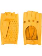 Zanellato Perforated Fingerless Gloves, Women's, Yellow/orange, Leather