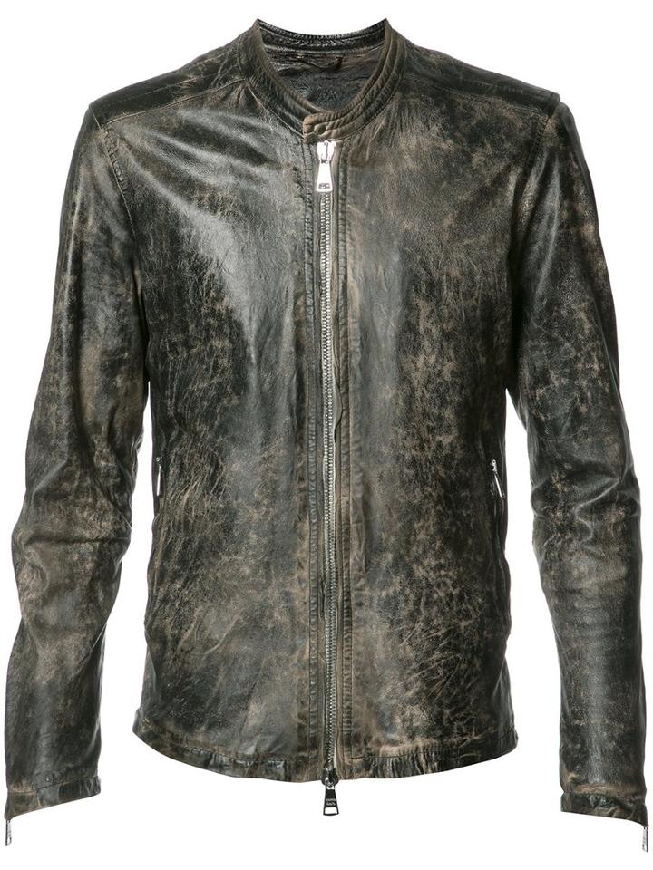 Giorgio Brato Zipped Jacket, Men's, Size: 48, Brown, Nylon/leather