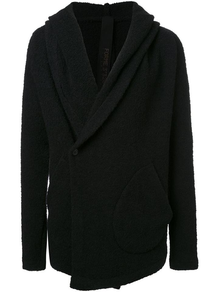 Forme D'expression Hooded Knit Cardigan, Men's, Size: Large, Black, Nylon/spandex/elastane/wool