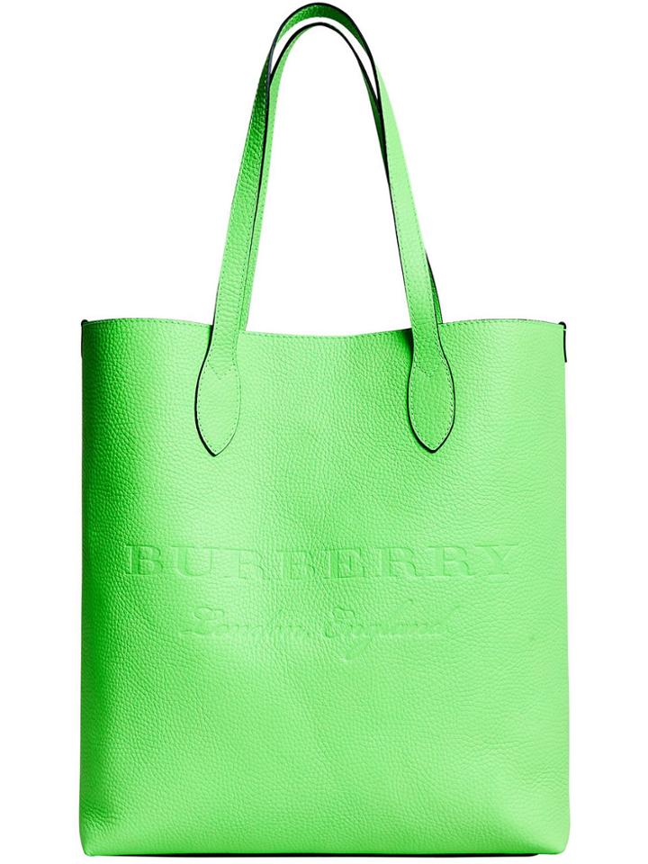 Burberry Embossed Leather Tote - Green