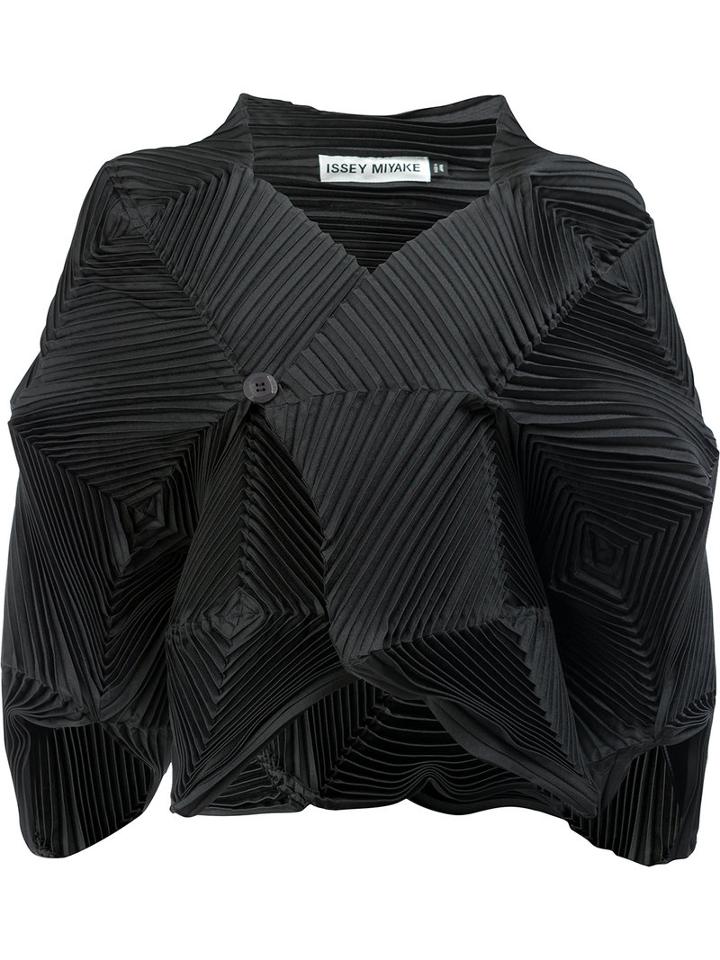 Issey Miyake - Pleated Structured Shirt - Women - Polyester/polyurethane - 2, Women's, Black, Polyester/polyurethane