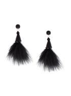 Oscar De La Renta Feather Drop Earrings - Black