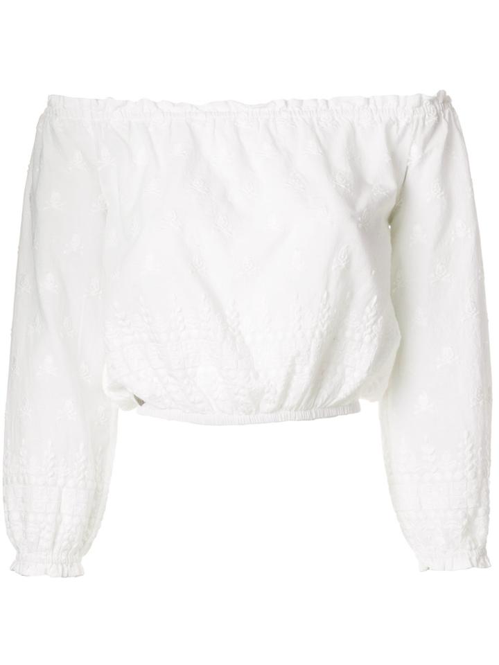 Philipp Plein Off The Shoulder Crop Top - White