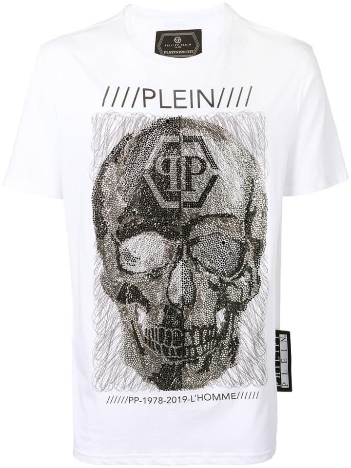 Philipp Plein Embellished Crystal Skull T-shirt - White