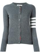 Thom Browne 4-bar Stripe Cardigan, Women's, Size: 46, Grey, Cashmere