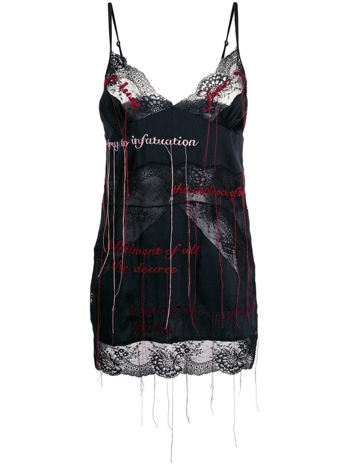 Rokh Lace Trim Embroidered Top - Black