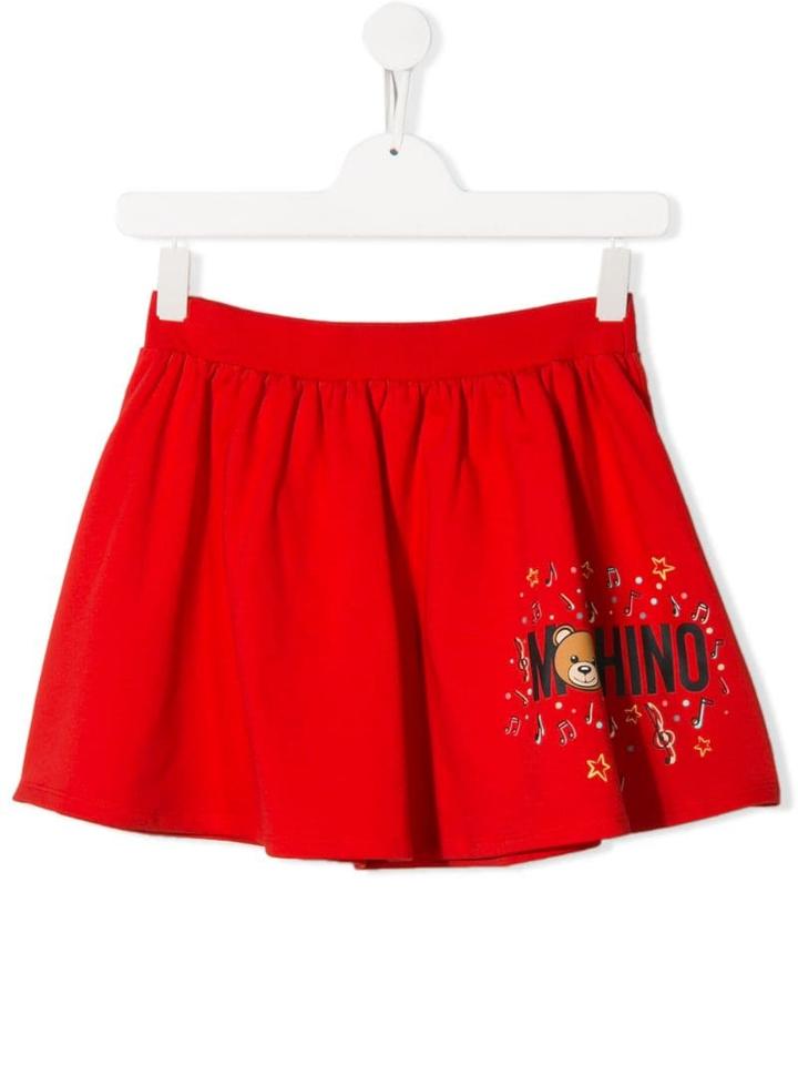 Moschino Kids Toy Bear Logo Skirt - Red
