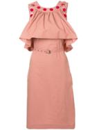 Bottega Veneta Beaded Trim Midi Dress - Pink