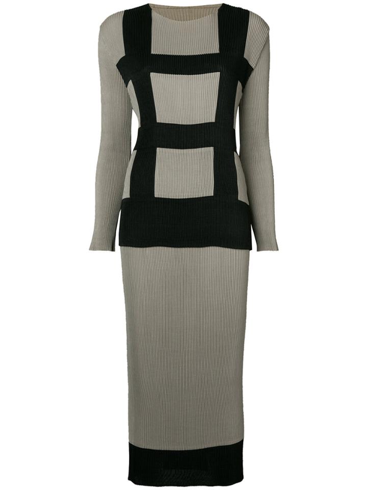 Issey Miyake Vintage Geometric Print Top And Skirt Set - Grey