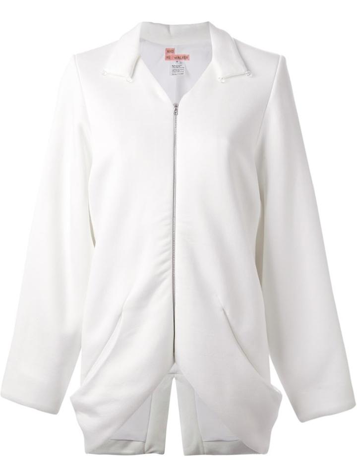 And Re Walker Zip Front Relaxed Fit Jacket, Women's, Size: S, White, Viscose/cotton