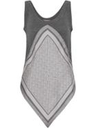 Burberry Monogram Print Scarf Detail Wool Vest - Grey