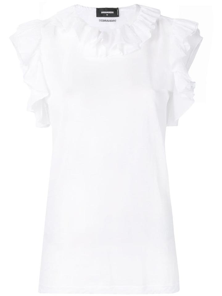 Dsquared2 Sleeveless Ruffled Top - White