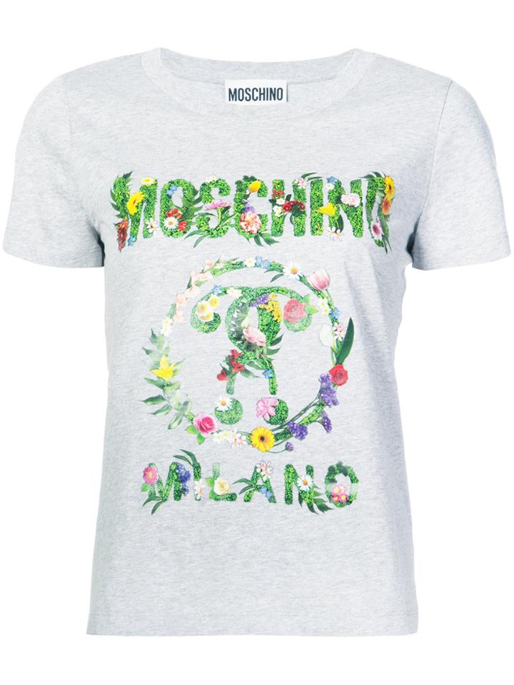 Moschino Floral Logo T-shirt - Grey