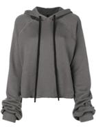 Unravel Project Cropped Destroyed Hoodie - Grey