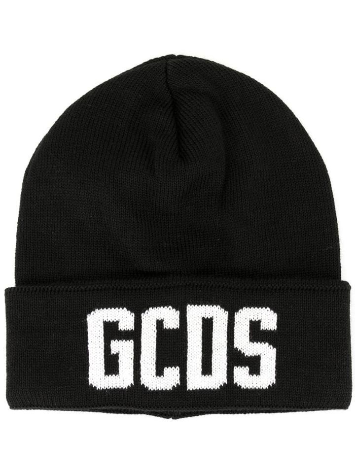 Gcds Knit Logo Print Beanie - Black