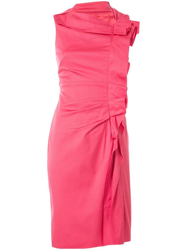 Paule Ka Ruffle Sleeveless Fitted Dress - Pink