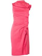 Paule Ka Ruffle Sleeveless Fitted Dress - Pink