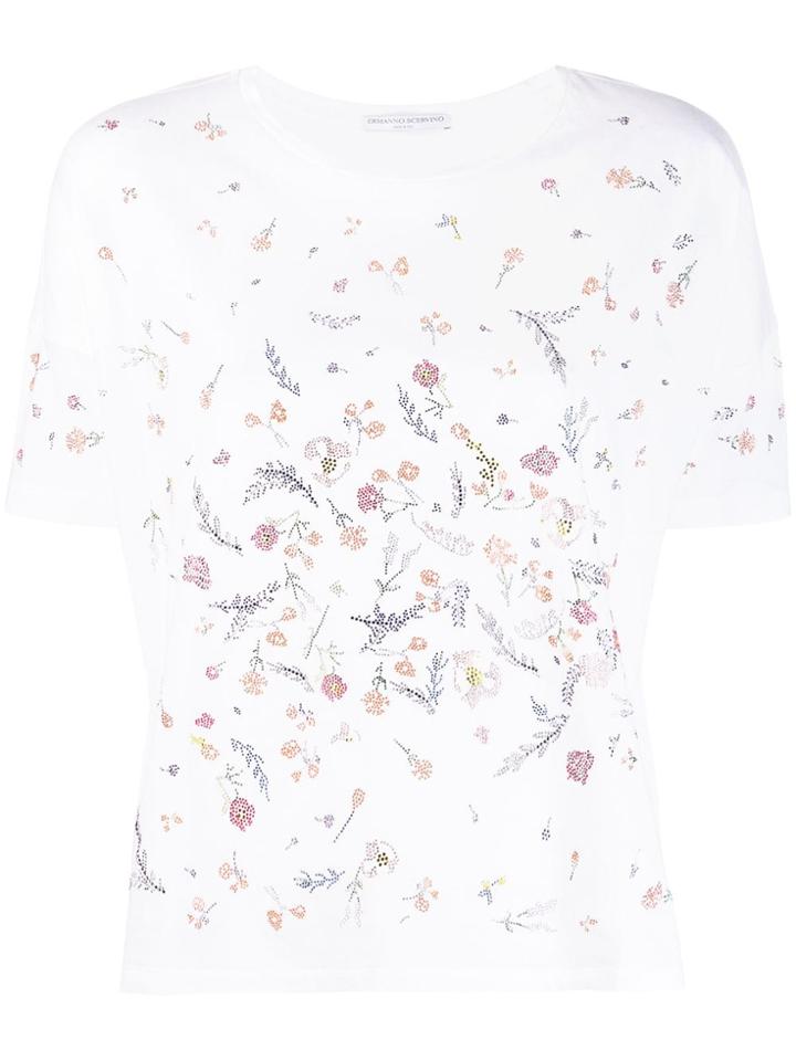 Ermanno Scervino Embellished Flower T-shirt - White