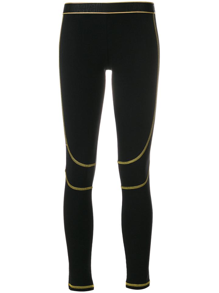 Roberto Cavalli Contrast Stitch Leggings - Black