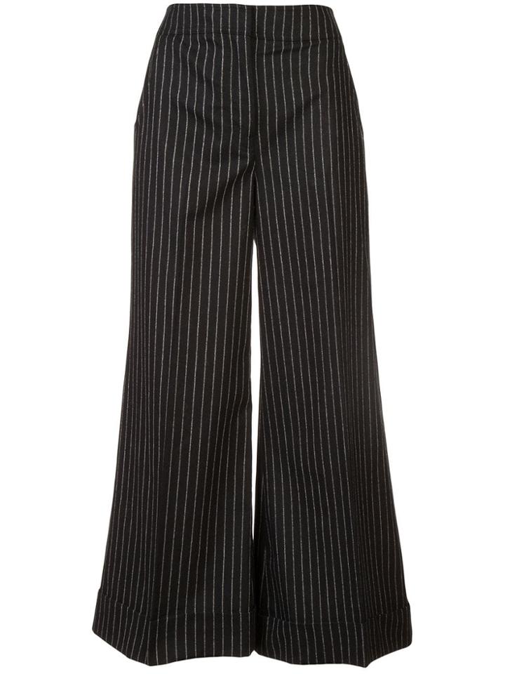 Derek Lam Cropped Wide Leg Trouser With Cuff - Black