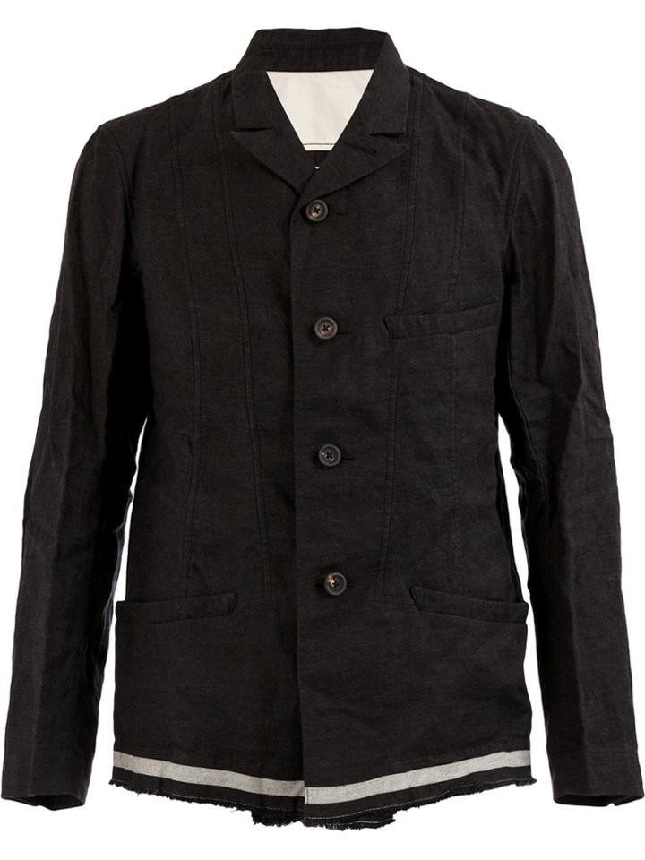 Ziggy Chen Front Button Blazer - Black