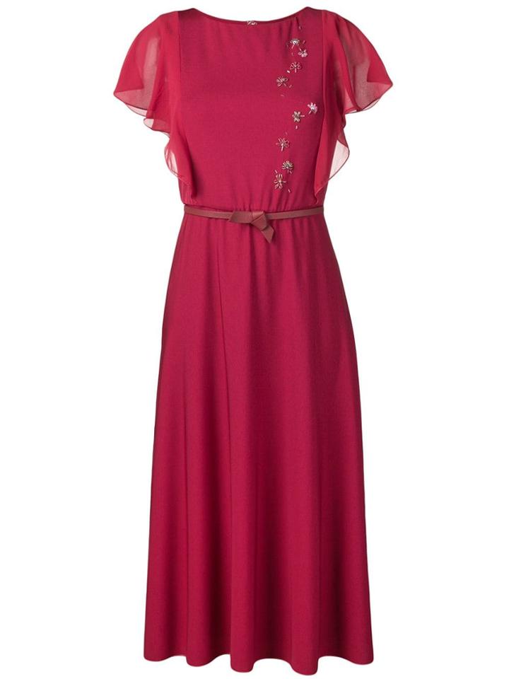 Max Mara Studio Belted Waist Dress - Red