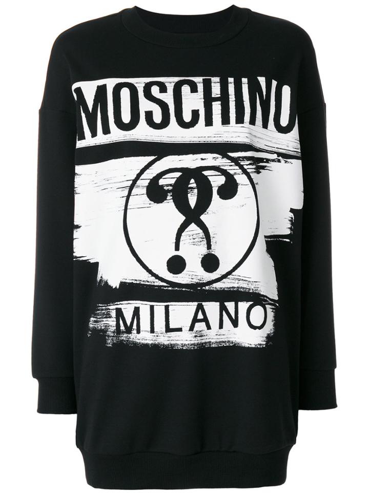 Moschino Logo Print Sweatshirt Dress - Black