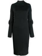 Circus Hotel Ribbed Fitted Midi Dress - Black