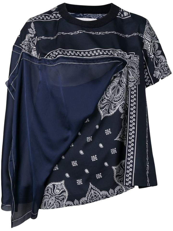 Sacai Asymmetric Printed T-shirt - Blue