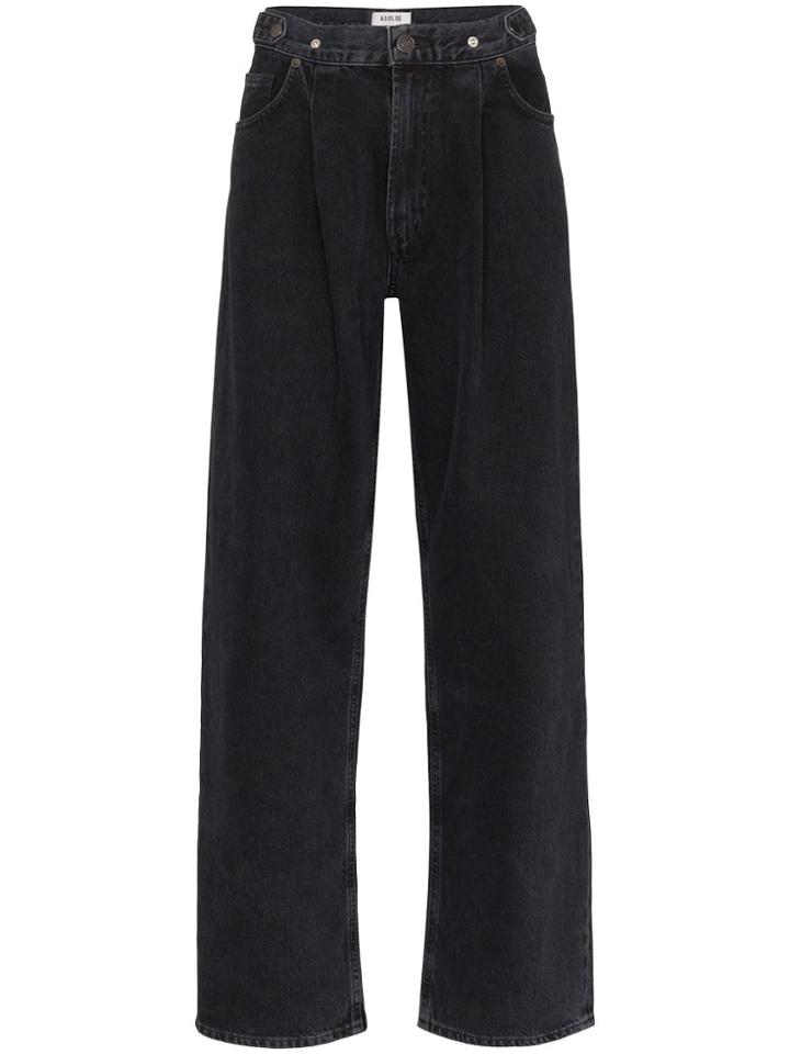 Agolde Wide Leg Pleated Waist Jeans - Black