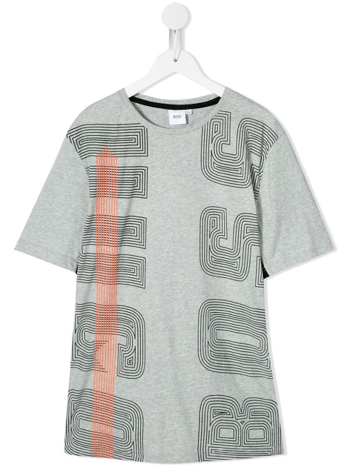 Boss Kids Printed Logo T-shirt - Grey