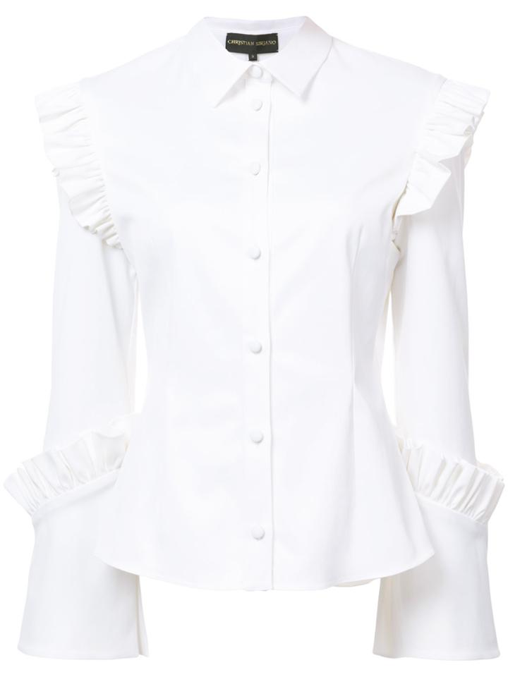 Christian Siriano Ruffle Trim Shirt - White